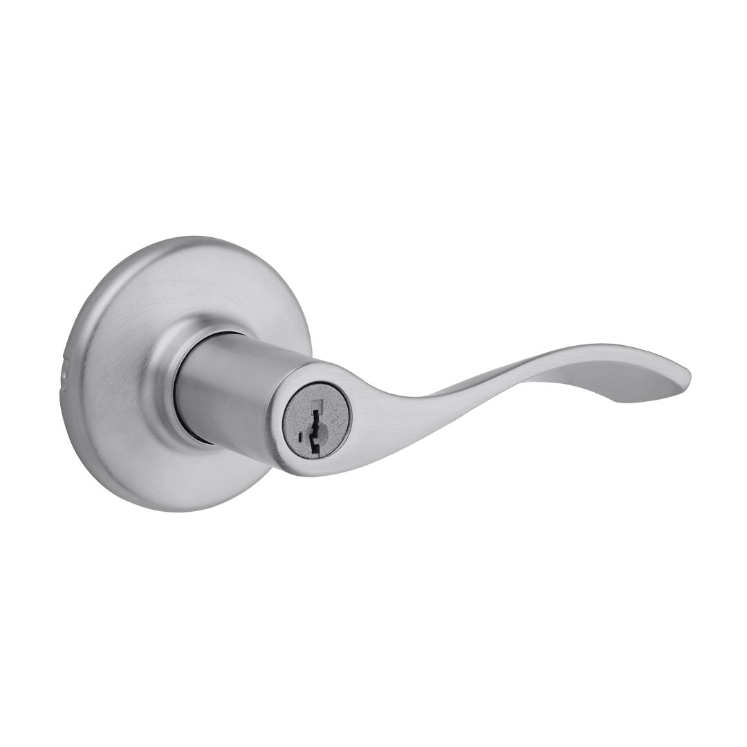 Balboa Keyed Entry Lever in Satin Chrome featuring SmartKey Security