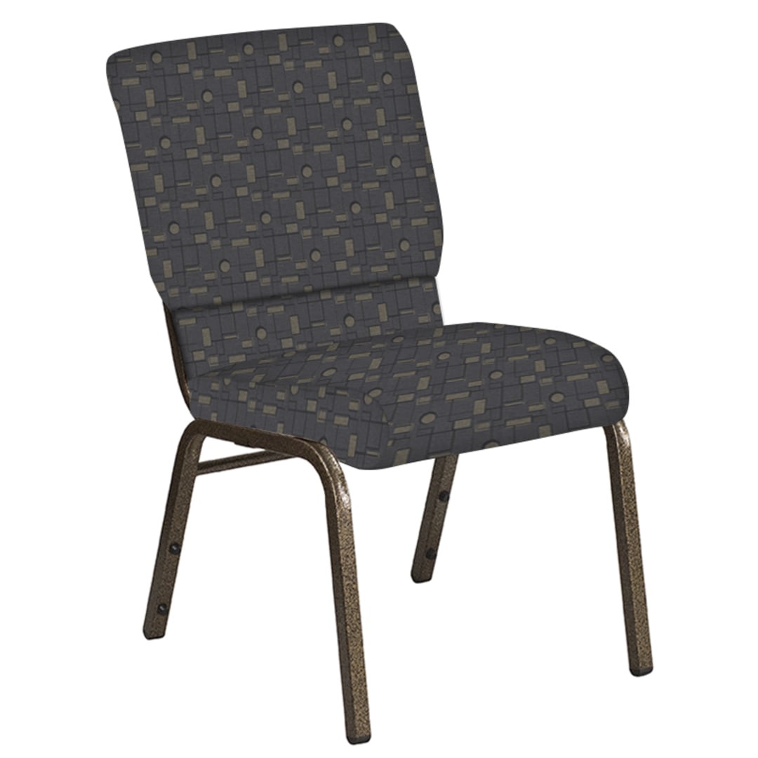 Embroidered 18.5''W Church Chair in Circuit Gray Fabric - Gold Vein Frame