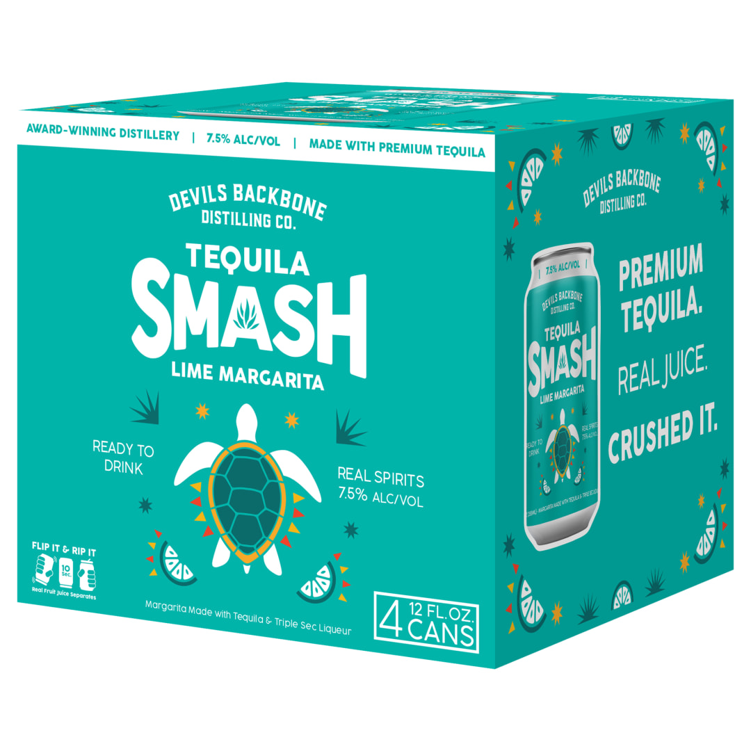 Devil's Backbone Distilling Company Tequila Smash Lime Margarita 7.5%, 4 Pack, 12 fl oz Cans