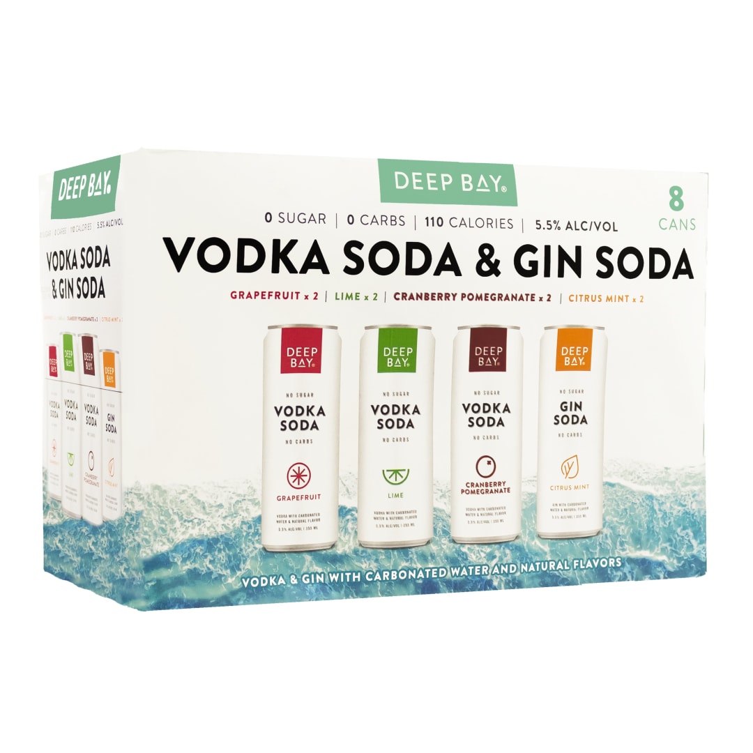 Deep Bay Variety 8 Pack Vodka Soda Canned Cocktail 355ml 11 Proof