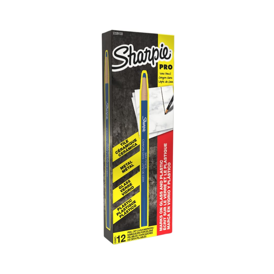 Sharpie® Peel-Off China Marker Grease Pencils, Fine Point, Blue, Box of 12