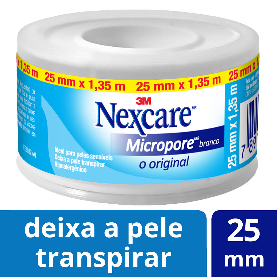 Fita Micropore™ Nexcare™, Branca , 25 mm x 1,35 m