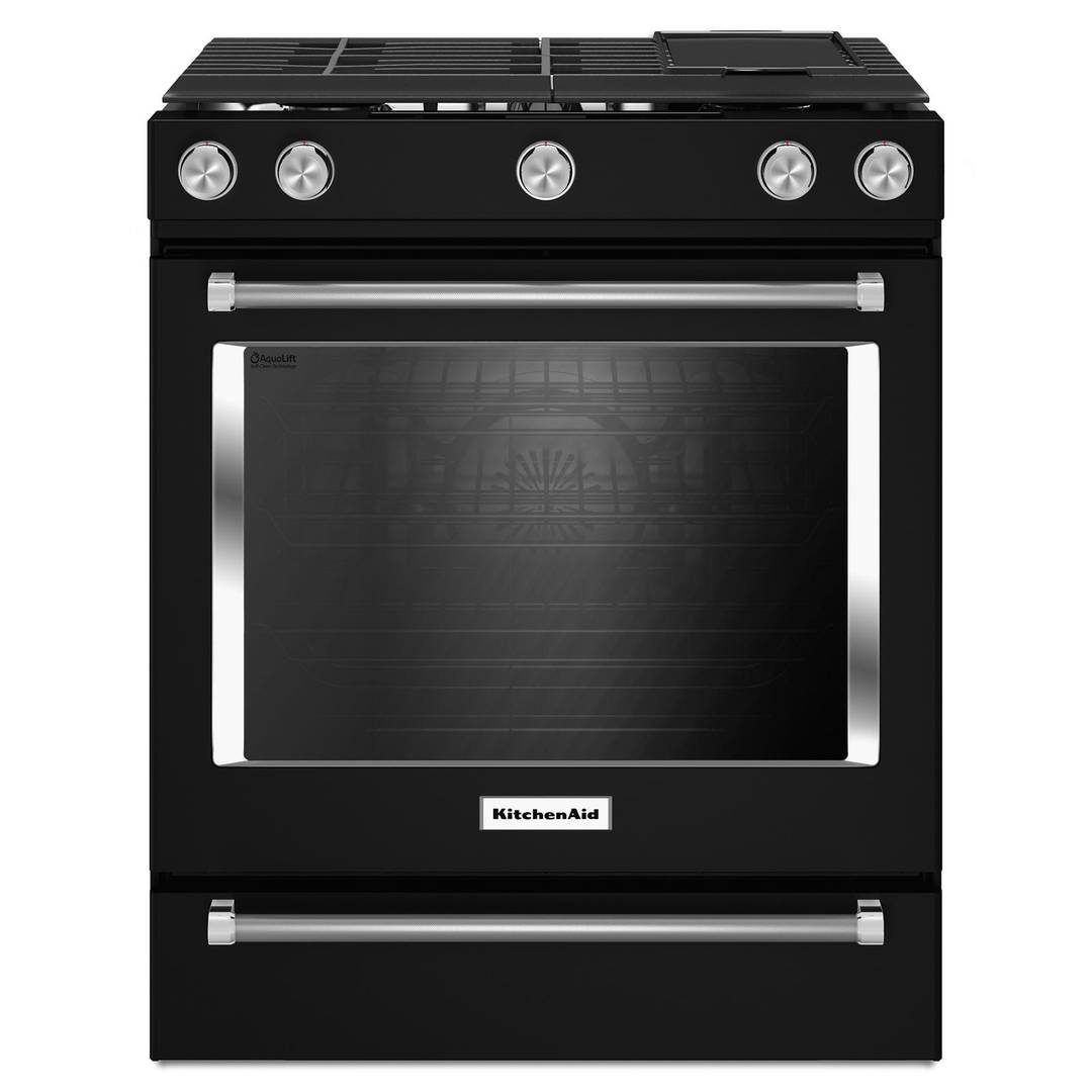 KitchenAid 6.5 Cu. Ft. Black Slide-In Natural Gas Range KSGB900EBL