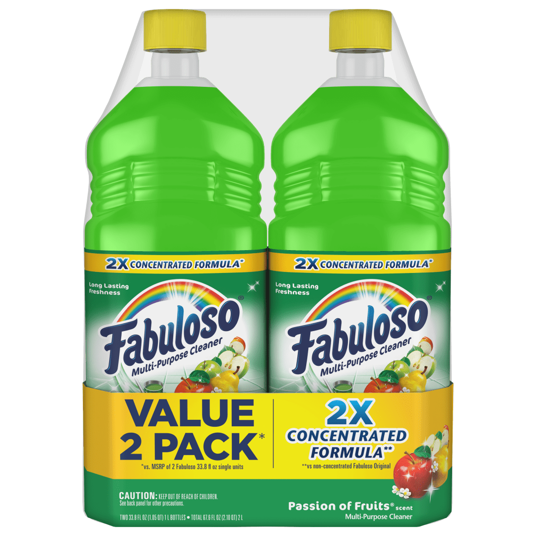 Fabuloso® Multi-Purpose Cleaner, 2X Concentrated Formula, Passion of Fruits Scent, 33.8 Fl Oz, 2 Pack