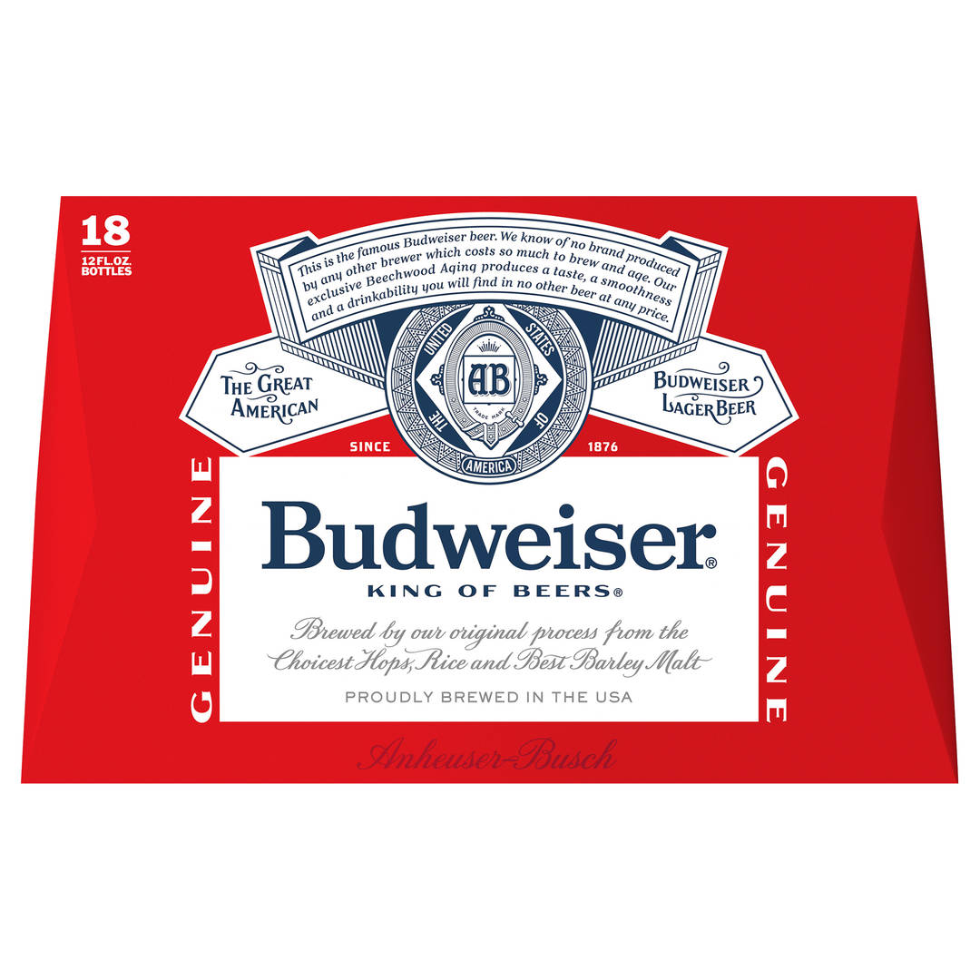 Budweiser Beer, 18 Pack Beer, 12 FL OZ Bottles, 5% ABV