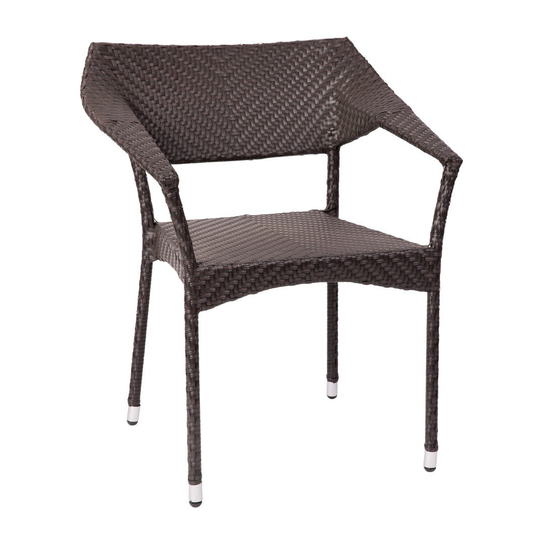 Jace Commercial Grade Stacking Patio Chair, All Weather PE Rattan Wicker Patio Dining Chair in Espresso