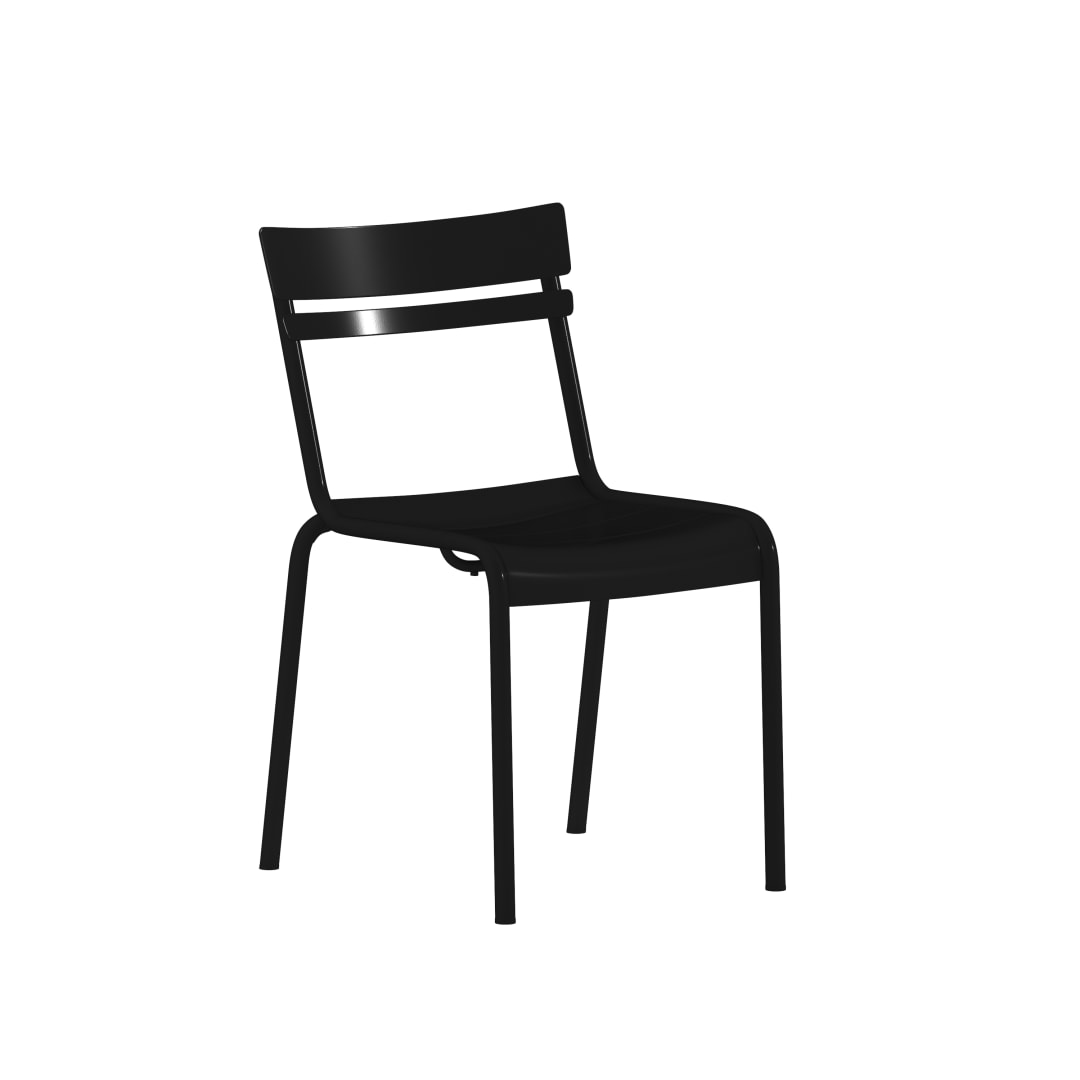 Nash Commercial Grade Steel Stack Chair, Indoor-Outdoor Armless Chair with 2 Slat Back in Black