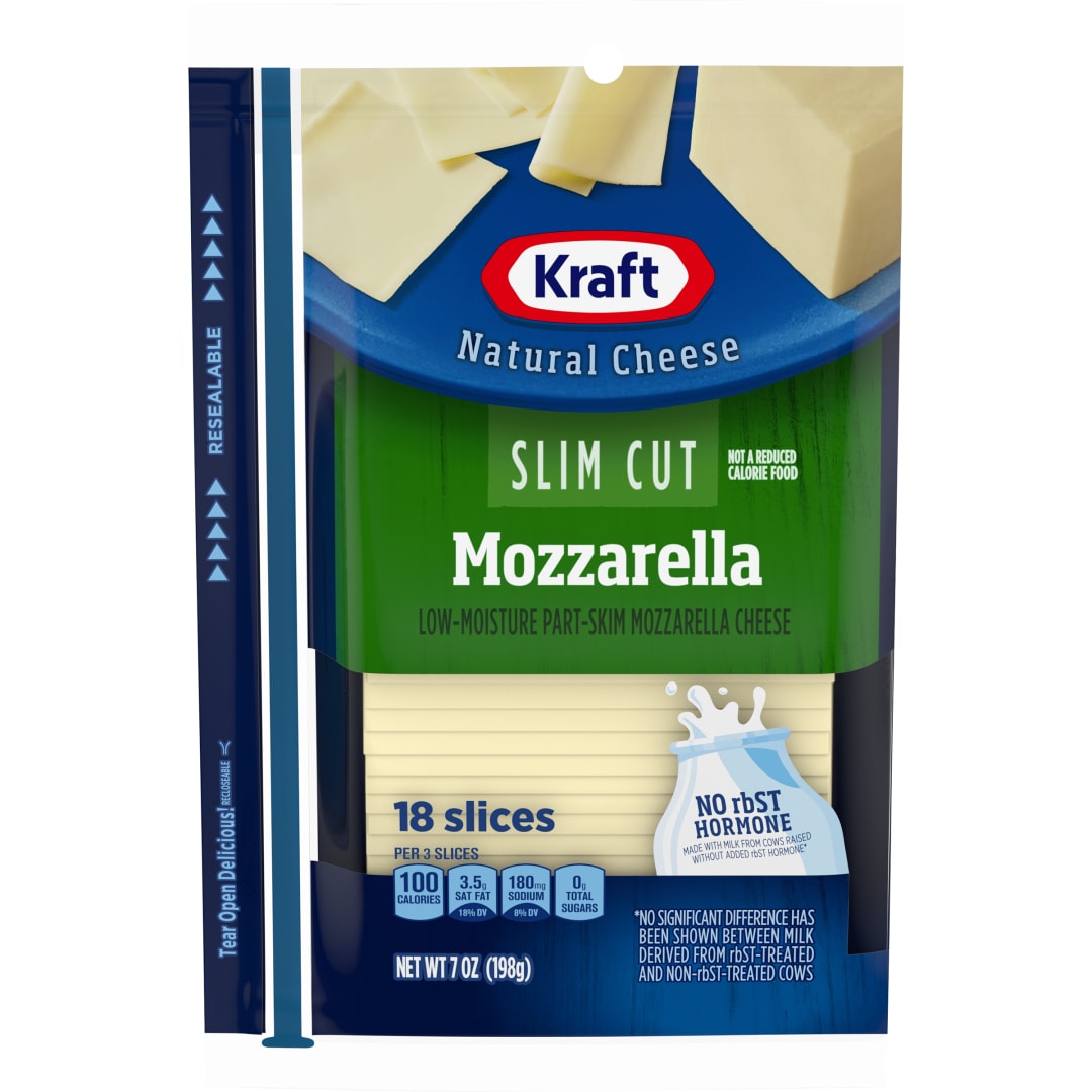 Kraft Slim Cut Mozzarella Cheese Slices, 18 ct Pack