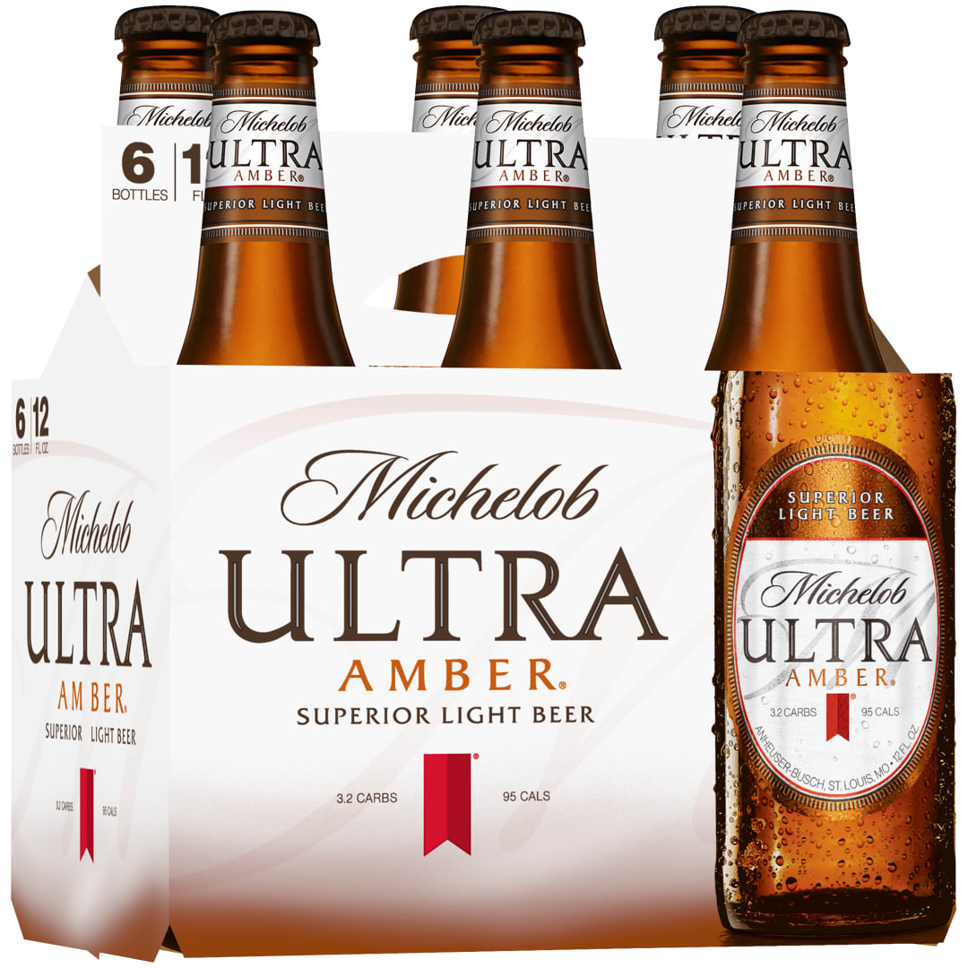 Michelob ULTRA Amber Light Beer, 6 Pack 12 fl. oz. Bottles, 4.2% ABV