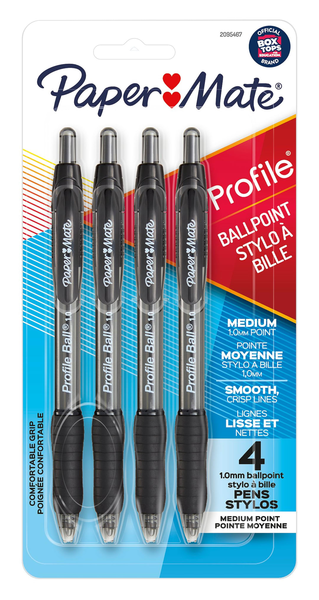 Paper Mate® Ballpoint Pen, Profile Retractable Pen, Medium Point (1.0mm), Black, 4 Count