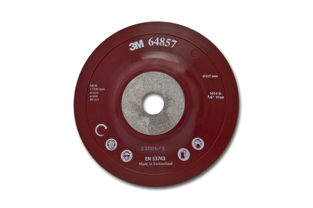3M™ Hochleistungsstützteller flach, rot, 115 mm, M14, flexibel