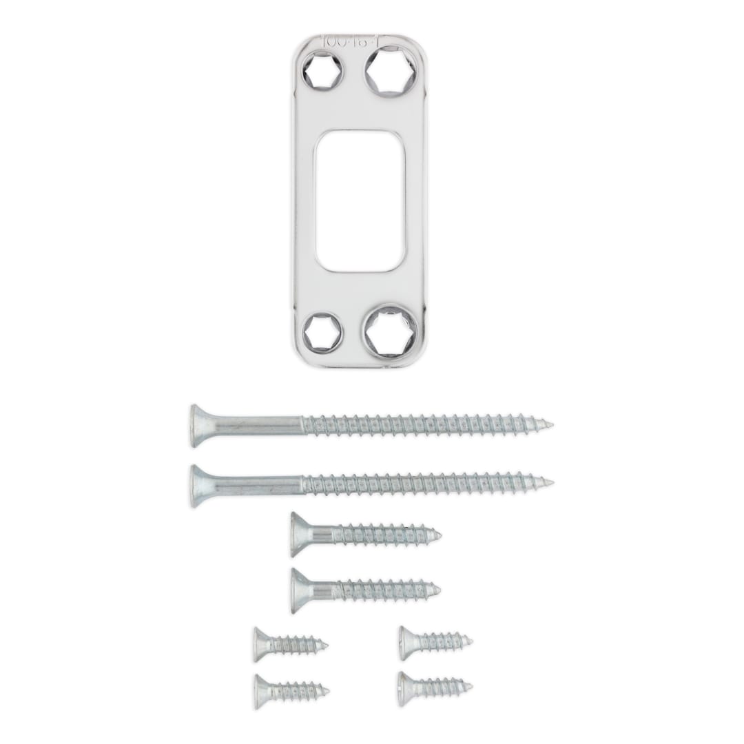 Deadbolt Round Corner Strike w/ Screws for Satin Chrome Finish