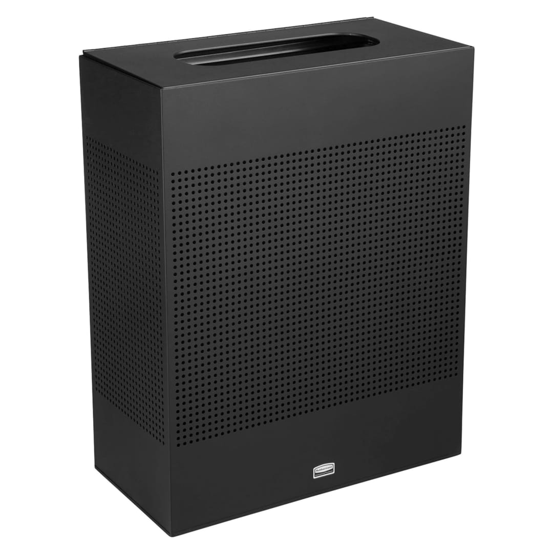 Rubbermaid Commercial Products Silhouettes 22.5 Gal Rectangle Open Top Trash Can, Textured Black