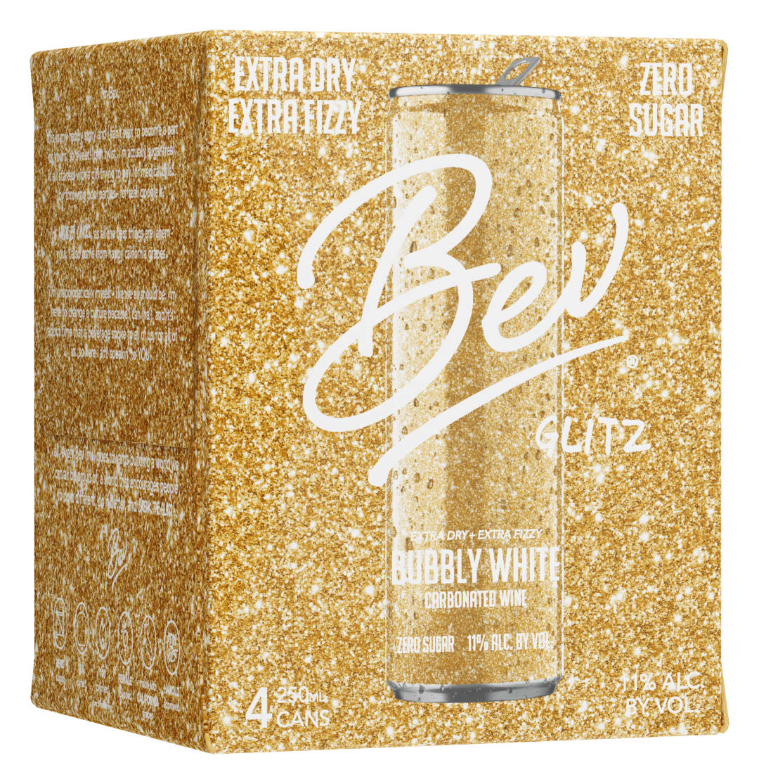 Bev Glitz Sparkling White Wine 250ml Can 4 Pack