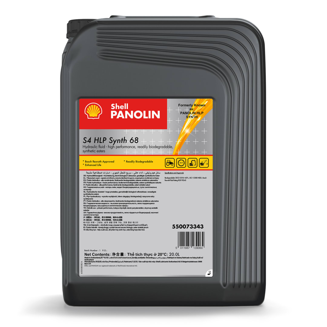 Shell PANOLIN S4 HLP Synth 68 Readily Biodegradable Hydraulic Fluid, 20 Liter Jerry Can
