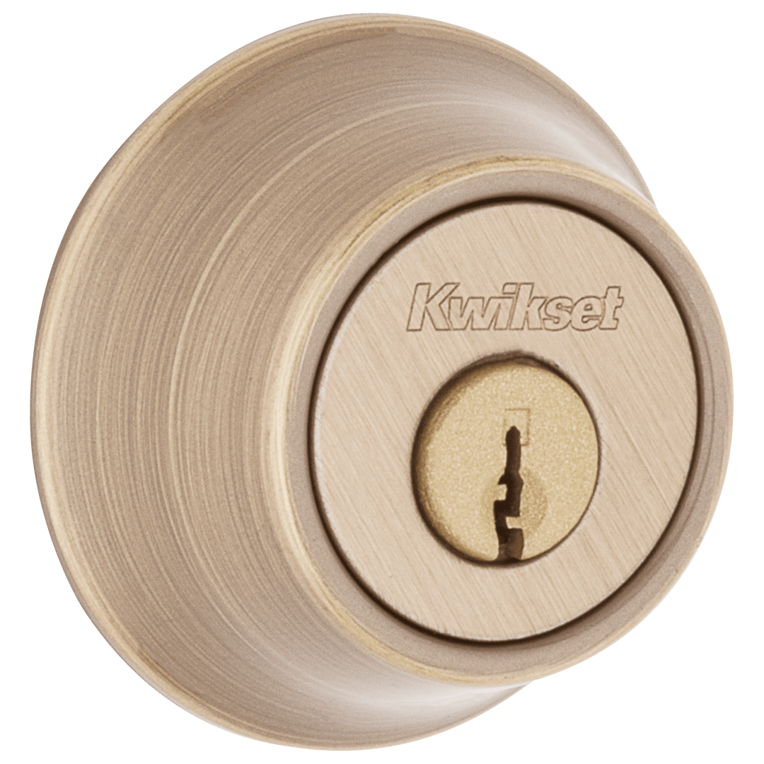 660 Deadbolt, Keyed One Side, in Antique Brass