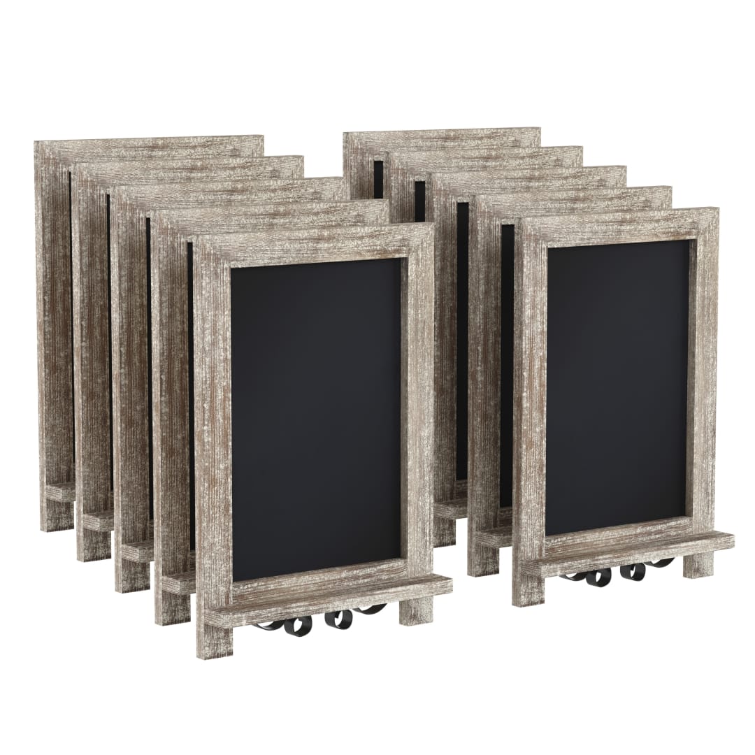 Canterbury 9.5" x 14" Weathered Tabletop Magnetic Chalkboards with Metal Scrolled Legs, Hanging Wall Chalkboards, Countertop Memo Boards, Set of 10