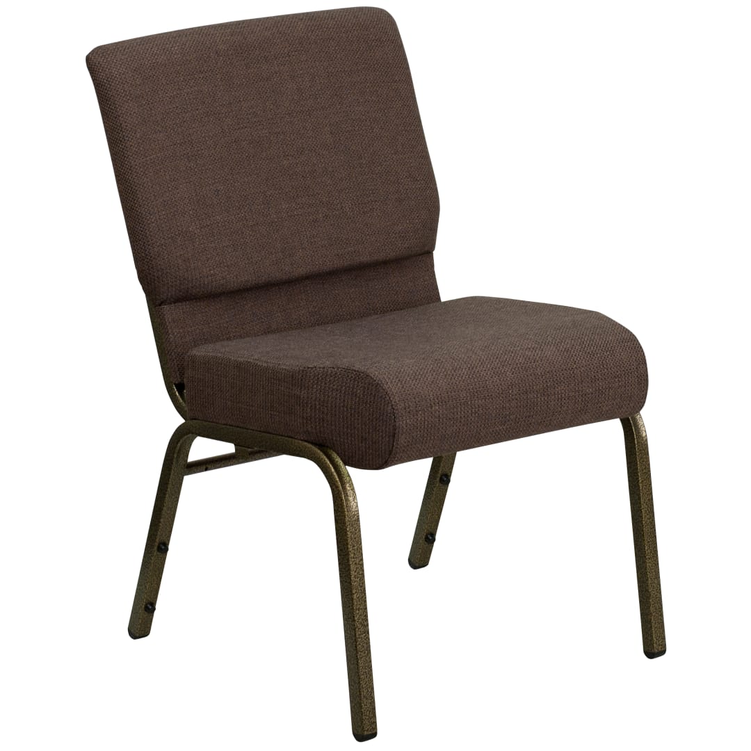 HERCULES Series Auditorium Chair - Stacking Padded Chair - 21inch Wide Seat - Brown Fabric/Gold Vein Frame