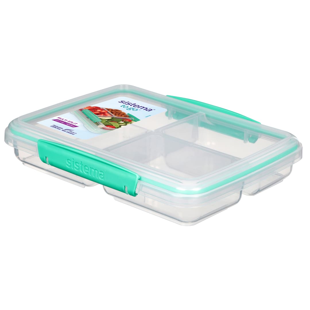 Sistema To Go Multi Split recipiente para comidas y alimentos preparados | Con separadores y clips | 820 ml | Sin BPA | 1 recipiente para guardar alimentos
