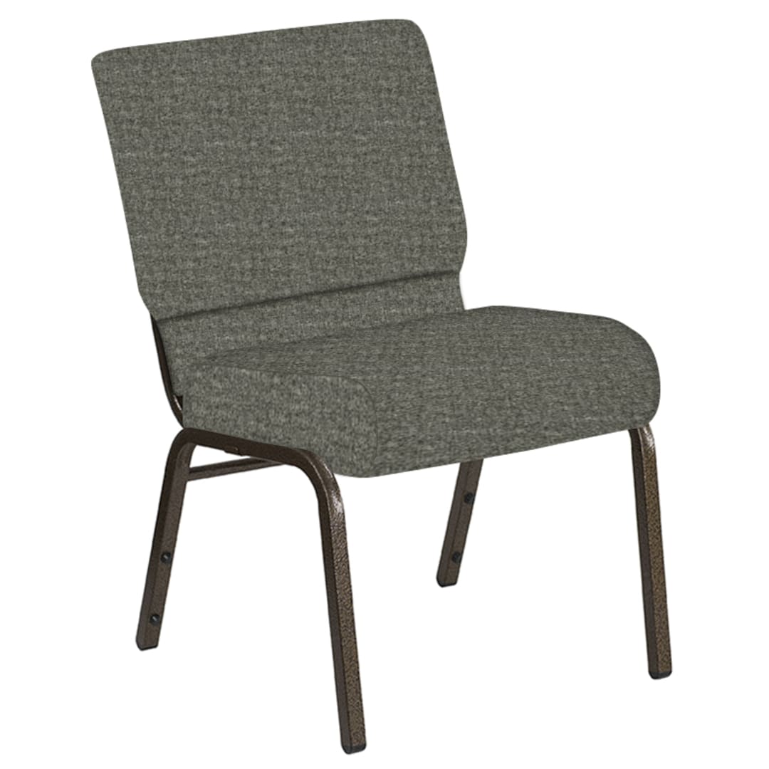 Embroidered 21''W Church Chair in Interweave Slate Fabric - Gold Vein Frame