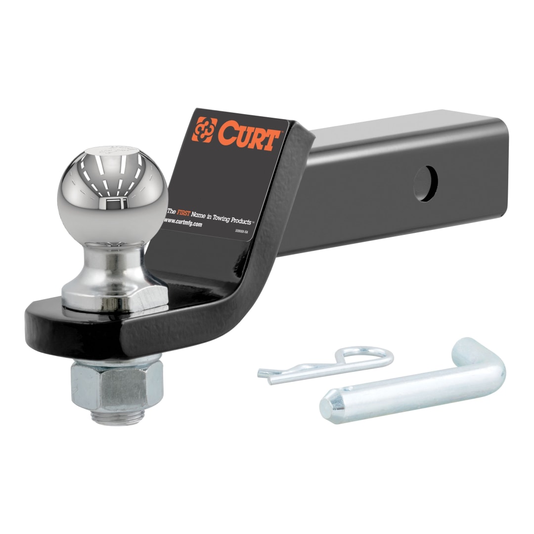 CURT Trailer Hitch Mount with 2-Inch Ball & Pin, Imported, Fits 2-In Receiver, 7,500 lbs, 2" Drop #45836