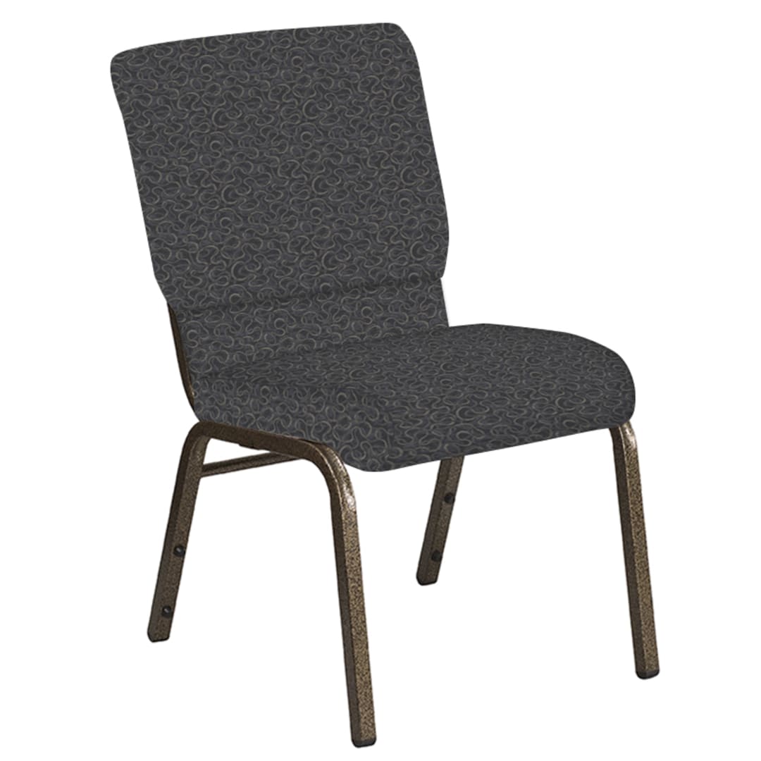 18.5''W Church Chair in Ribbons Gray Fabric - Gold Vein Frame
