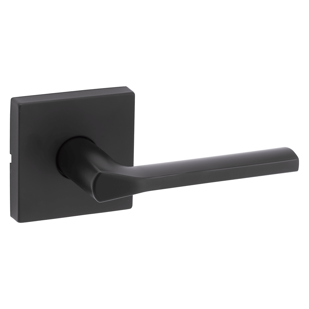 Lisbon Hall/Closet Lever w/ Square Rose in Matte Black