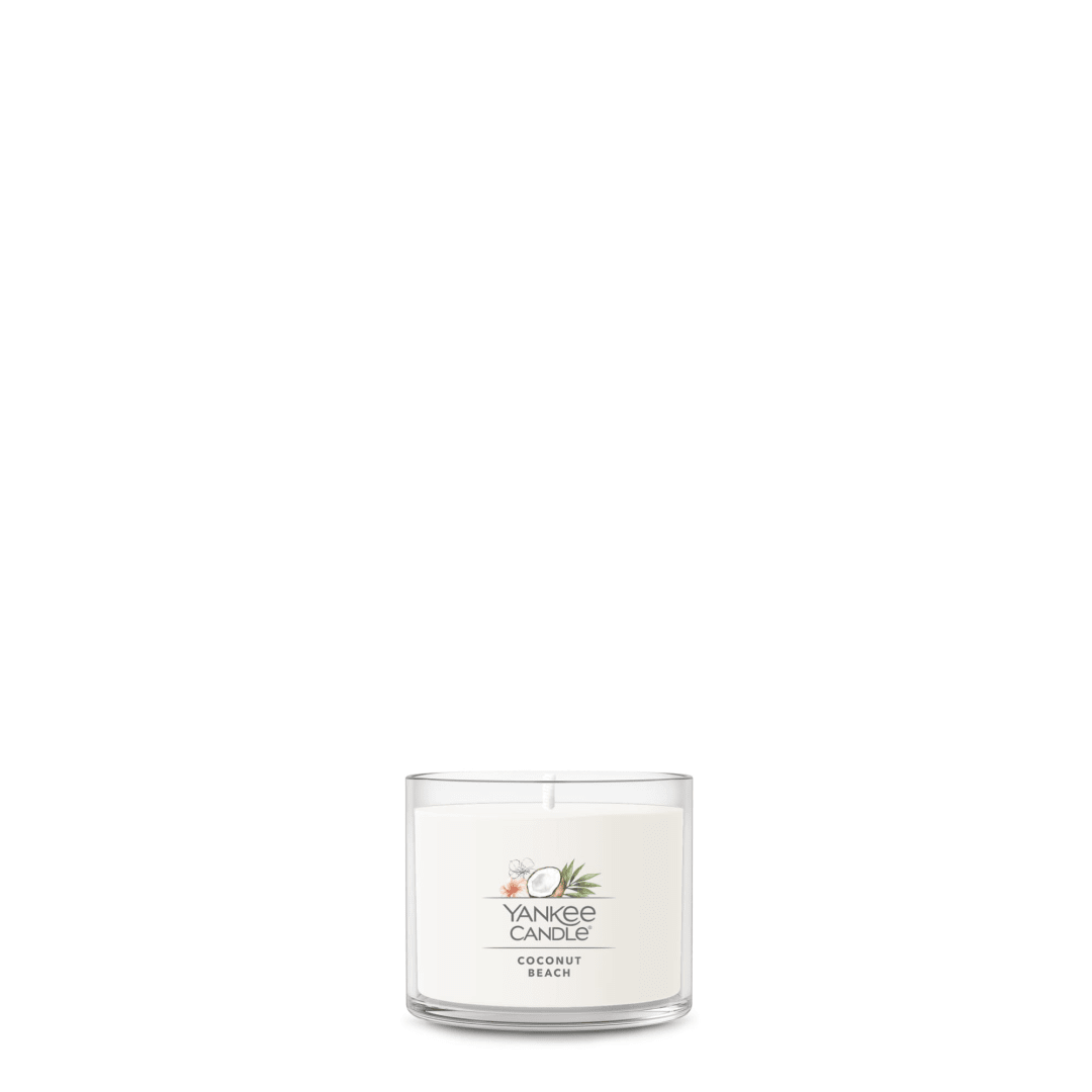 Yankee Candle Signature Votive Mini Candle Jar, Coconut Beach Scent, Premium Plant Wax Blend Candle with Natural Fiber Wick, 1.3 OZ Glass Jar (Pack of 6)