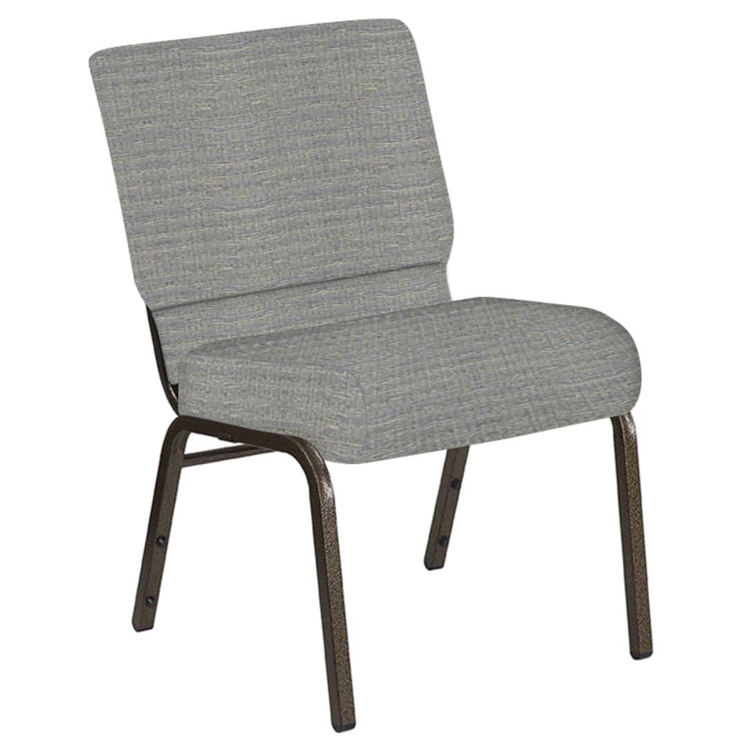 Embroidered 21''W Church Chair in Highlands Slate Fabric - Gold Vein Frame