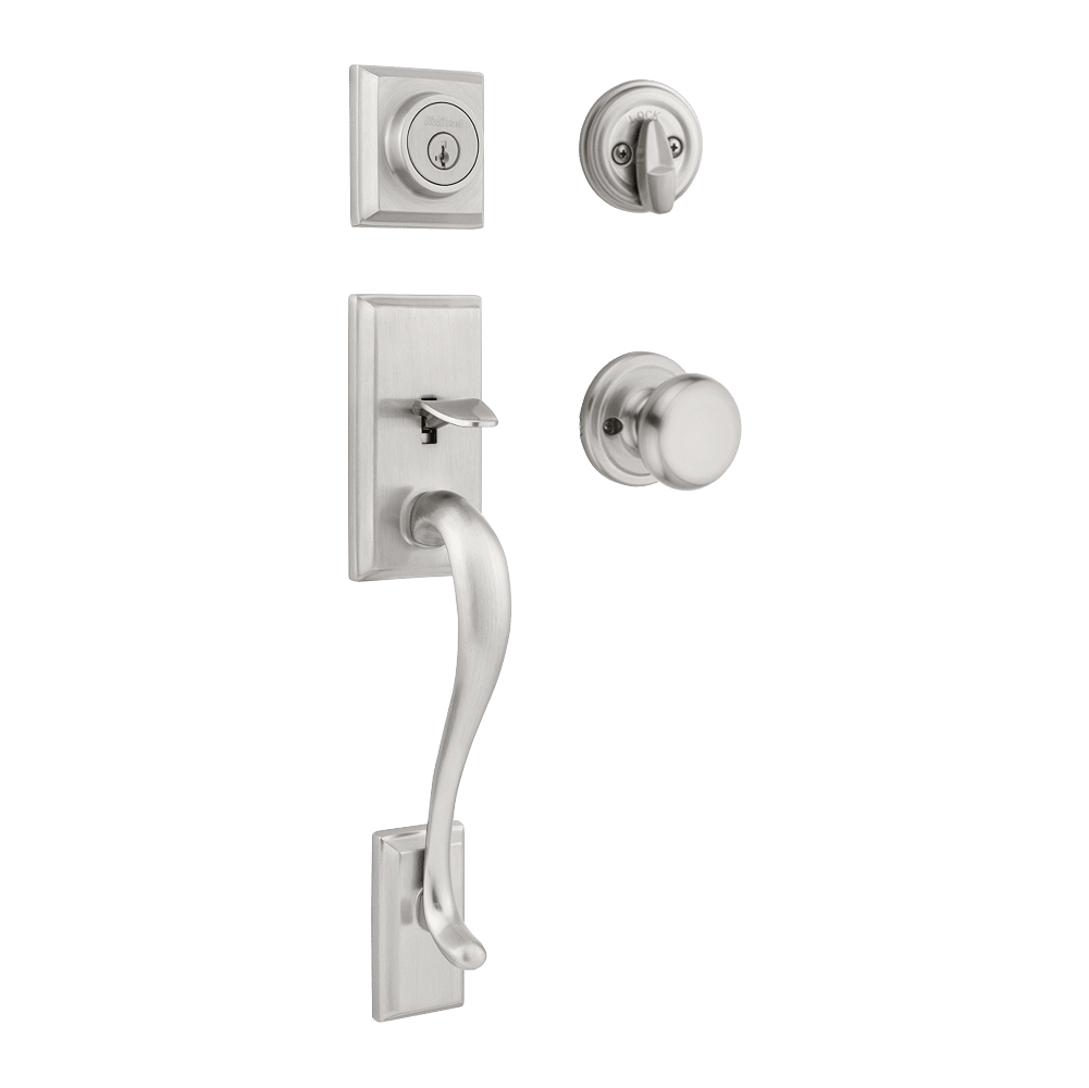 Hawthorne Single Cylinder Handleset w/Juno Knob featuring SmartKey Security™ in Satin Nickel