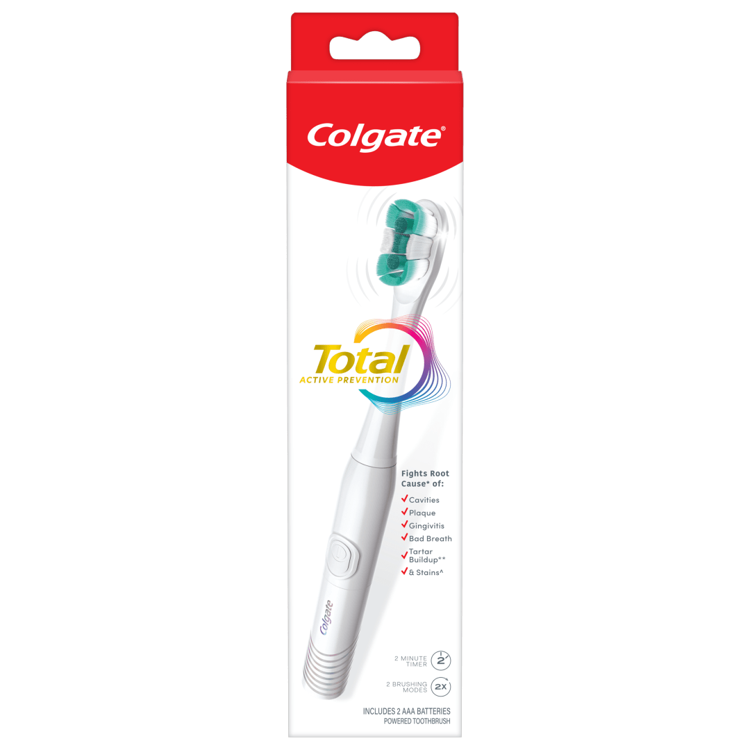 Colgate Total Battery Powered Toothbrush, Soft, White, 1 Pack