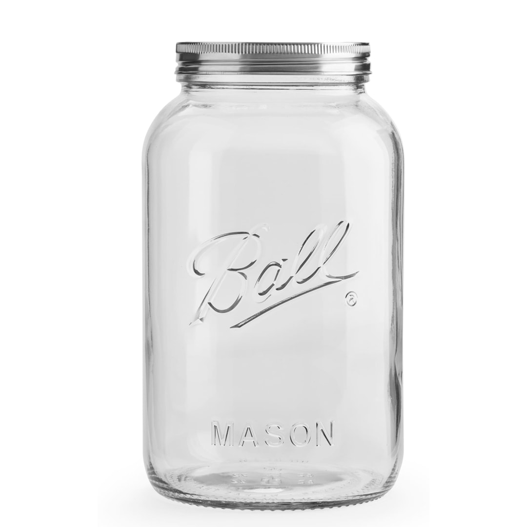 Ball Decorative Glass Storage Jar with Airtight Stainless Steel Lid, 1 Gallon (128 oz), Super Wide Mouth