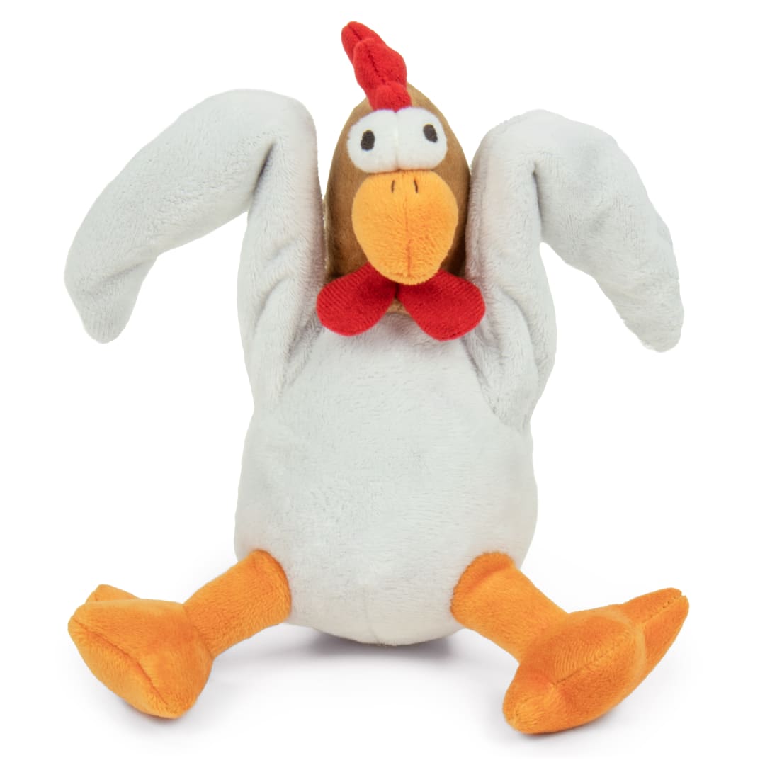 goDog Action Plush Chicken Animated Squeaky Dog Toy With Chew Guard Technology, White, One Size