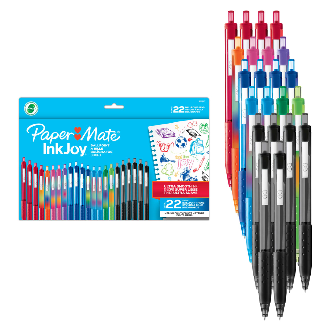 Paper Mate InkJoy 300RT Retractable Ballpoint Pens, Medium Point, Assorted, 22 Count