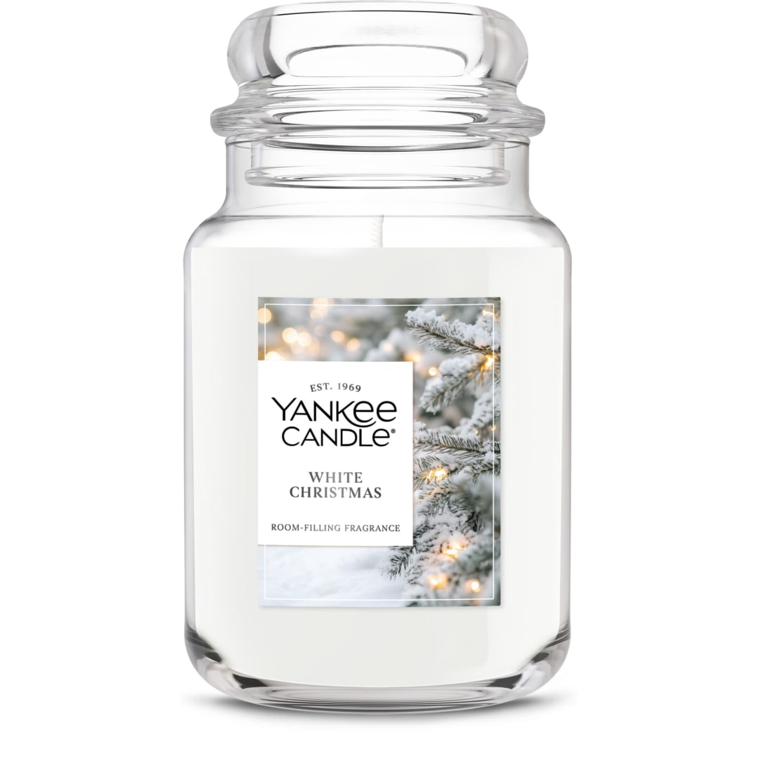 Yankee Candle Large Jar Scented Candle with up to 150 Hour Burn Time, Premium Plant Wax Blend for Consistent Burn, 22 oz Jar Candle with Room Filling Fragrance, White Christmas