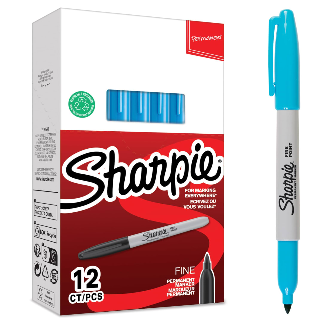 Sharpie® Permanent Markers | Fine Point | Turquoise | 12 Count