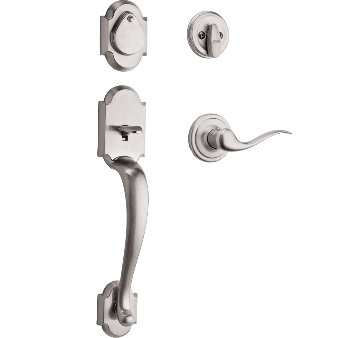 Austin Single Cylinder Handleset w/Tustin Lever featuring SmartKey Security™ in Satin Nickel