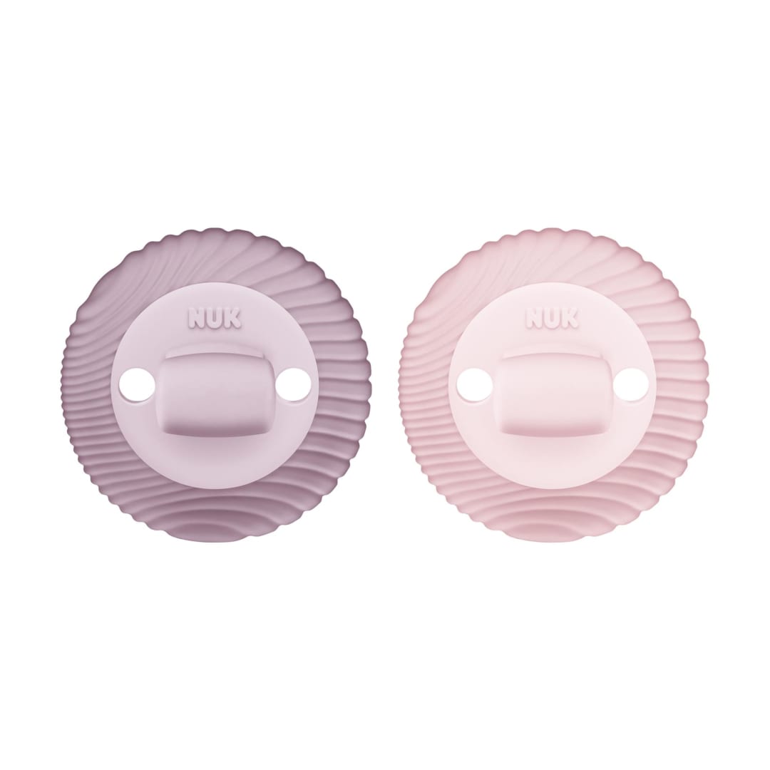 NUK® for Nature™ Comfy Duet 100% Silicone Soother 2-in-1 Pacifier and Teether, 0-12M, Pink