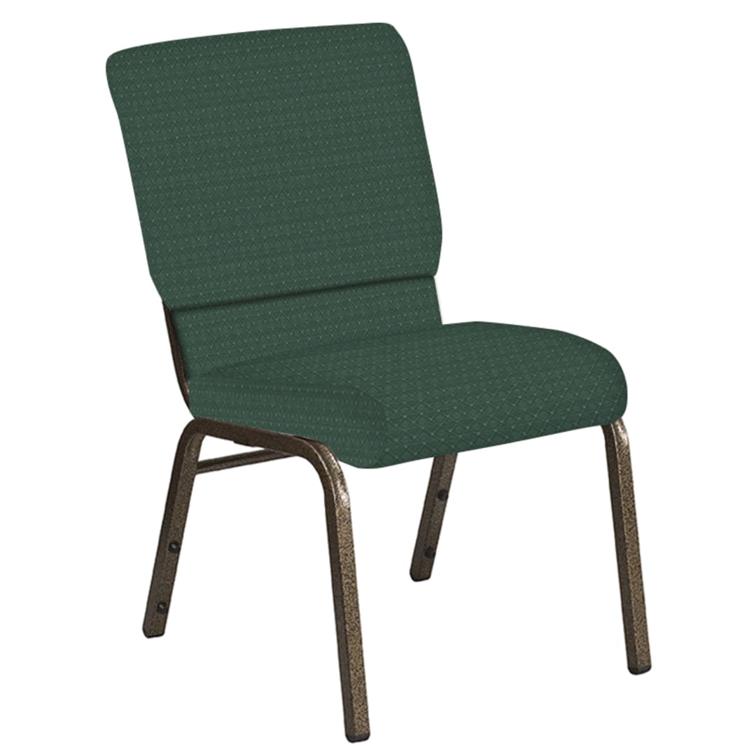 18.5''W Church Chair in Jewel Emerald Fabric - Gold Vein Frame