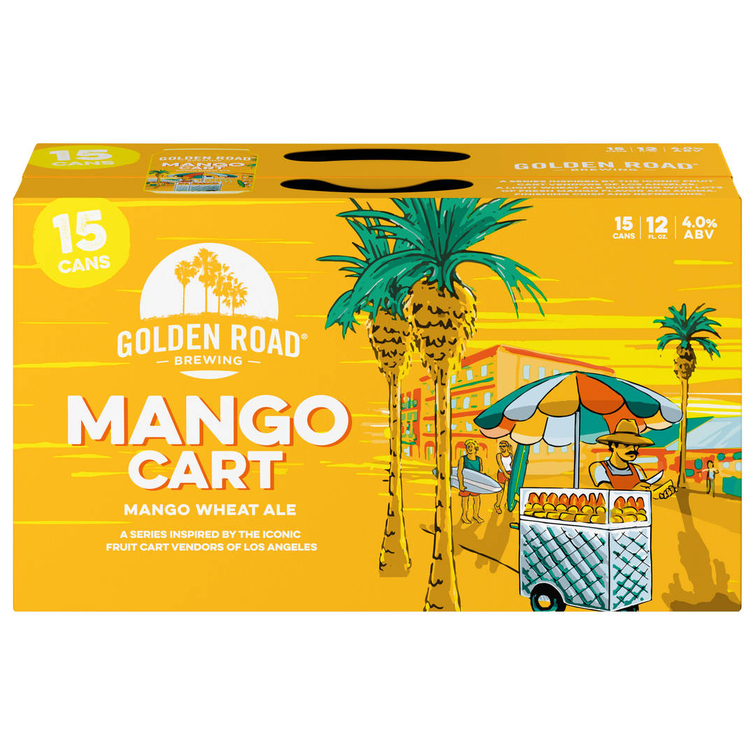 Golden Road Brewing Mango Cart Wheat Ale Craft Beer, 15 Pack Beer, 12 FL OZ Cans