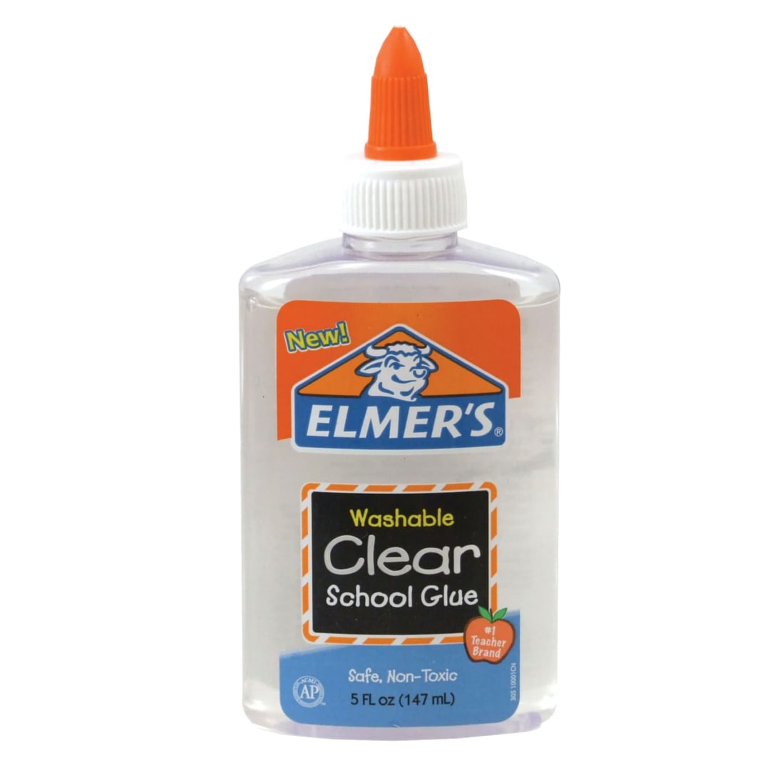 Elmer's Liquid School Glue, Clear Glue, Washable, Great for Making Slime, 5 Ounces