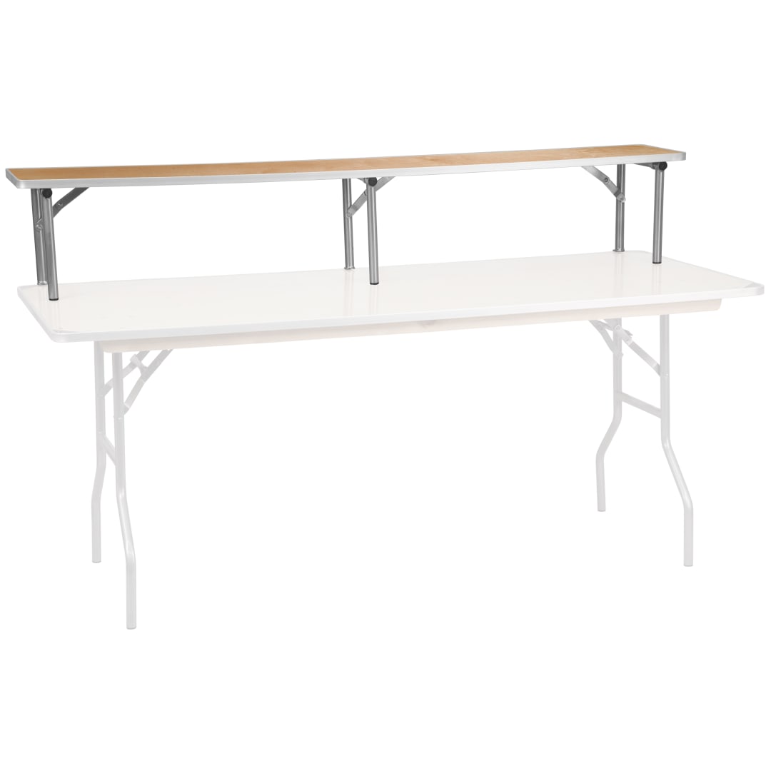 Amara 72'' x 12'' x 12'' Birchwood Bar Top Riser with Silver Legs