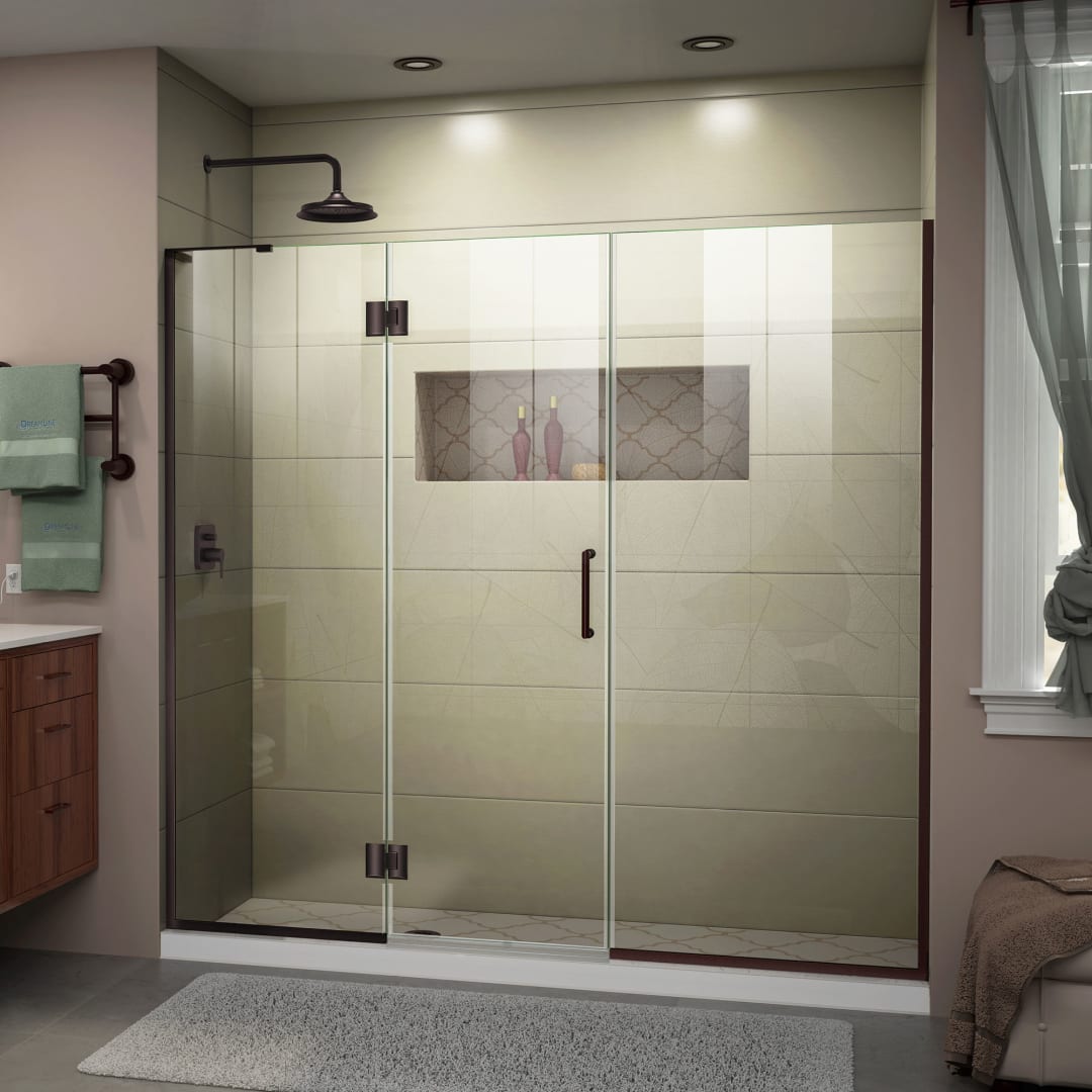 DreamLine Unidoor-X 66 1/2 - 67 inch W x 72 inch H Frameless Hinged Shower Door in Oil Rubbed Bronze - Left Wall Installation