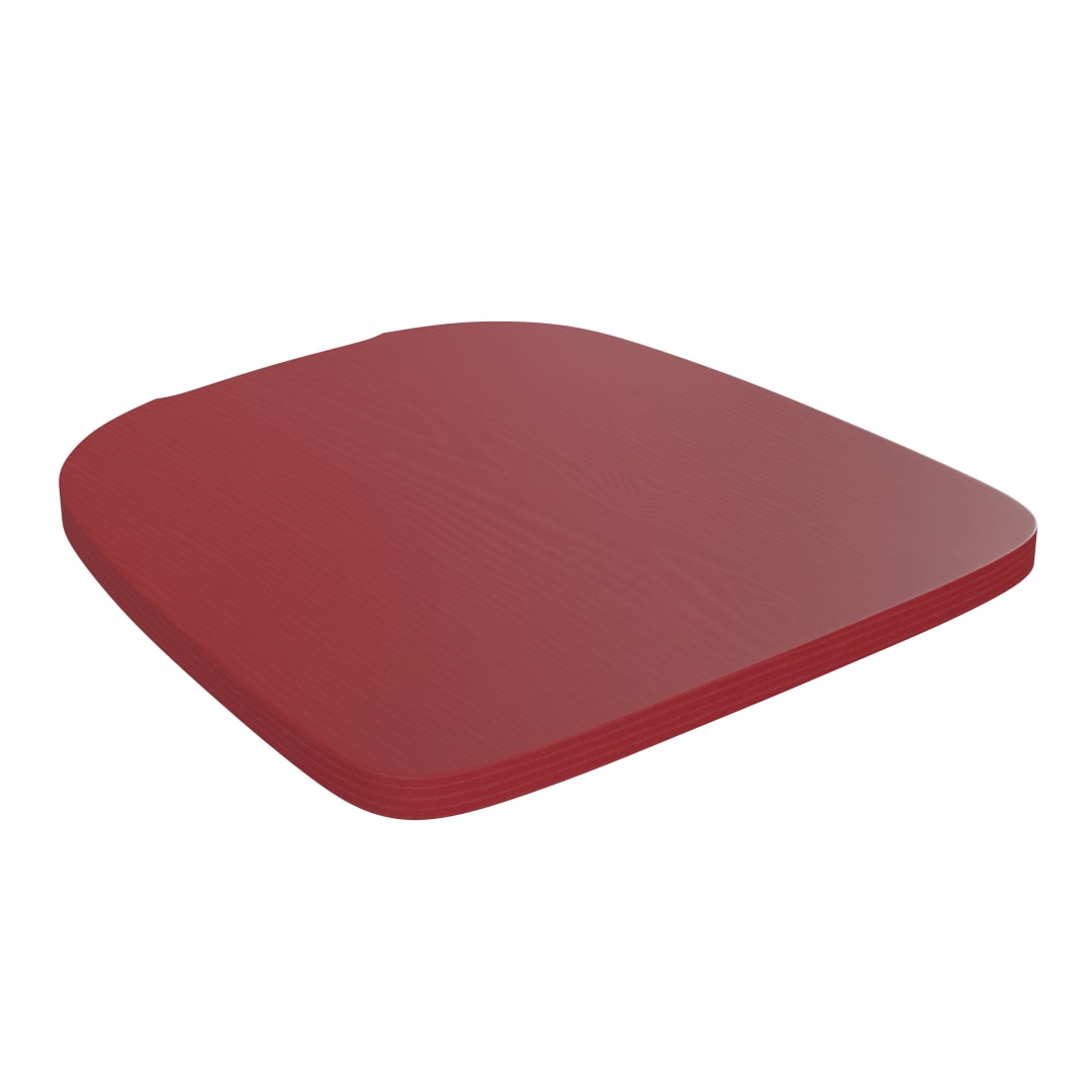Perry Poly Resin Wood Seat with Rounded Edges for Colorful Metal Chairs and Stools in Red