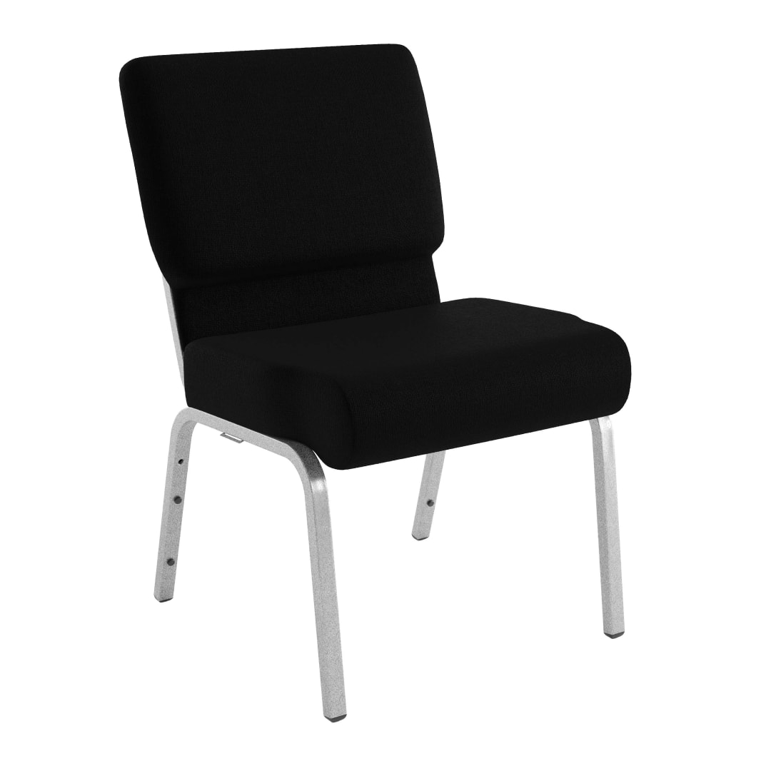 4 Pack HERCULES Series 21''W Stacking Church Chair in Black Fabric - Silver Vein Frame