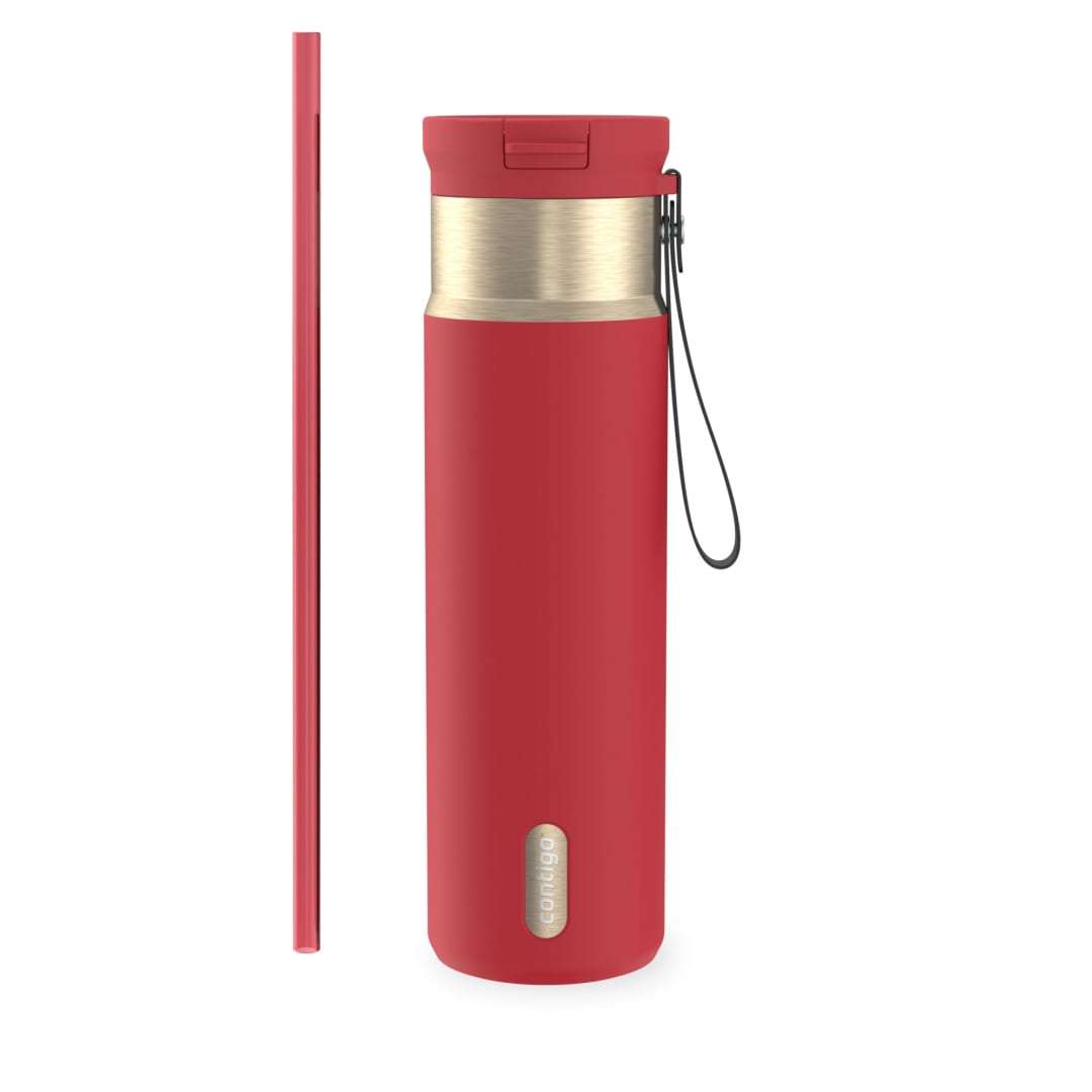 Contigo SnapSeal™ 24 oz Leakproof Stainless Steel Water Bottle with Carrying Strap and Reusable Straw