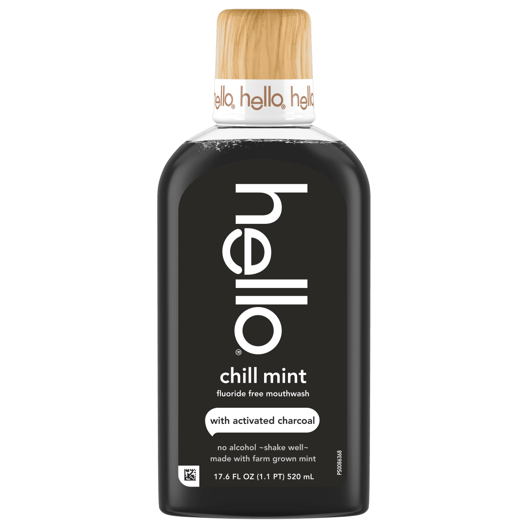 hello Chill Mint Alcohol Free Mouthwash with Activated Charcoal, Fluoride Free Mouthwash, 17.6 fl oz