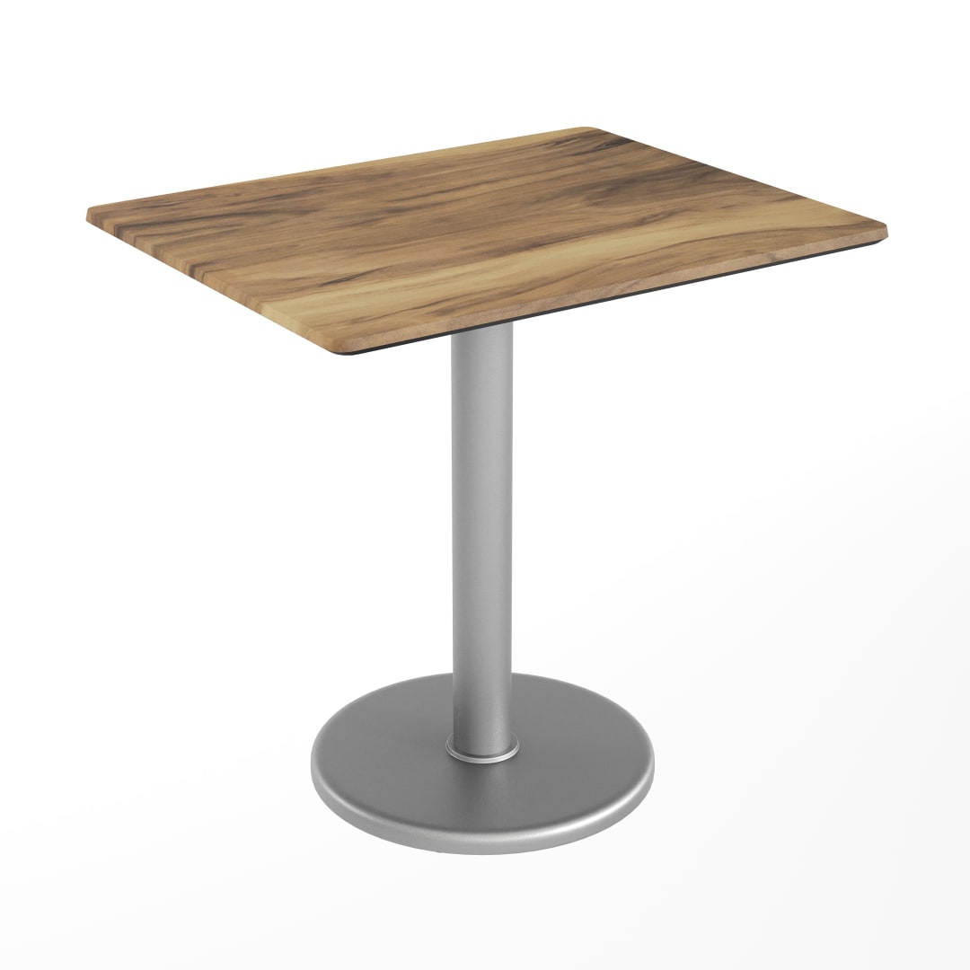TopGuard 30" x 24" Indoor Outdoor Tabletop in Natural with Seamless Surface Technology and 18" Round Silver Cast Iron Table Base