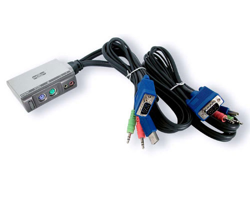 Mini 2 PC USB Audio KVM Switch Integrated Cables