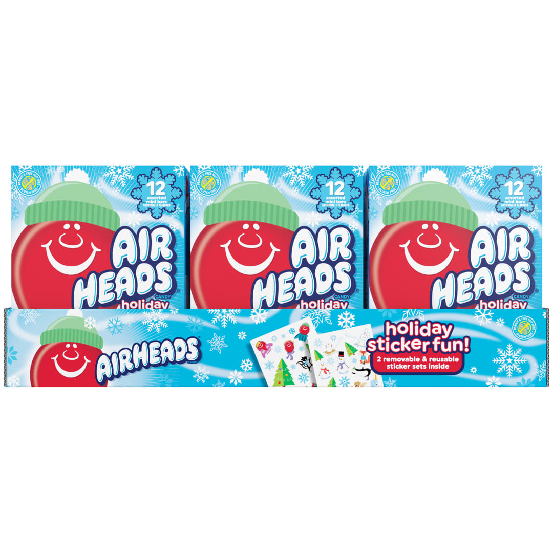 Airheads Mini Bars Assorted Flavors 12 pc Holiday Sticker Box